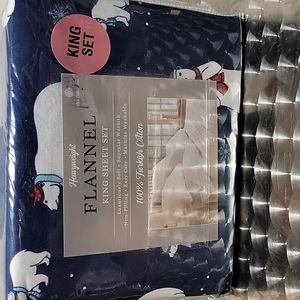 Heavyweight flannel Polar bears King bed sheet 100% Turkish cotton
